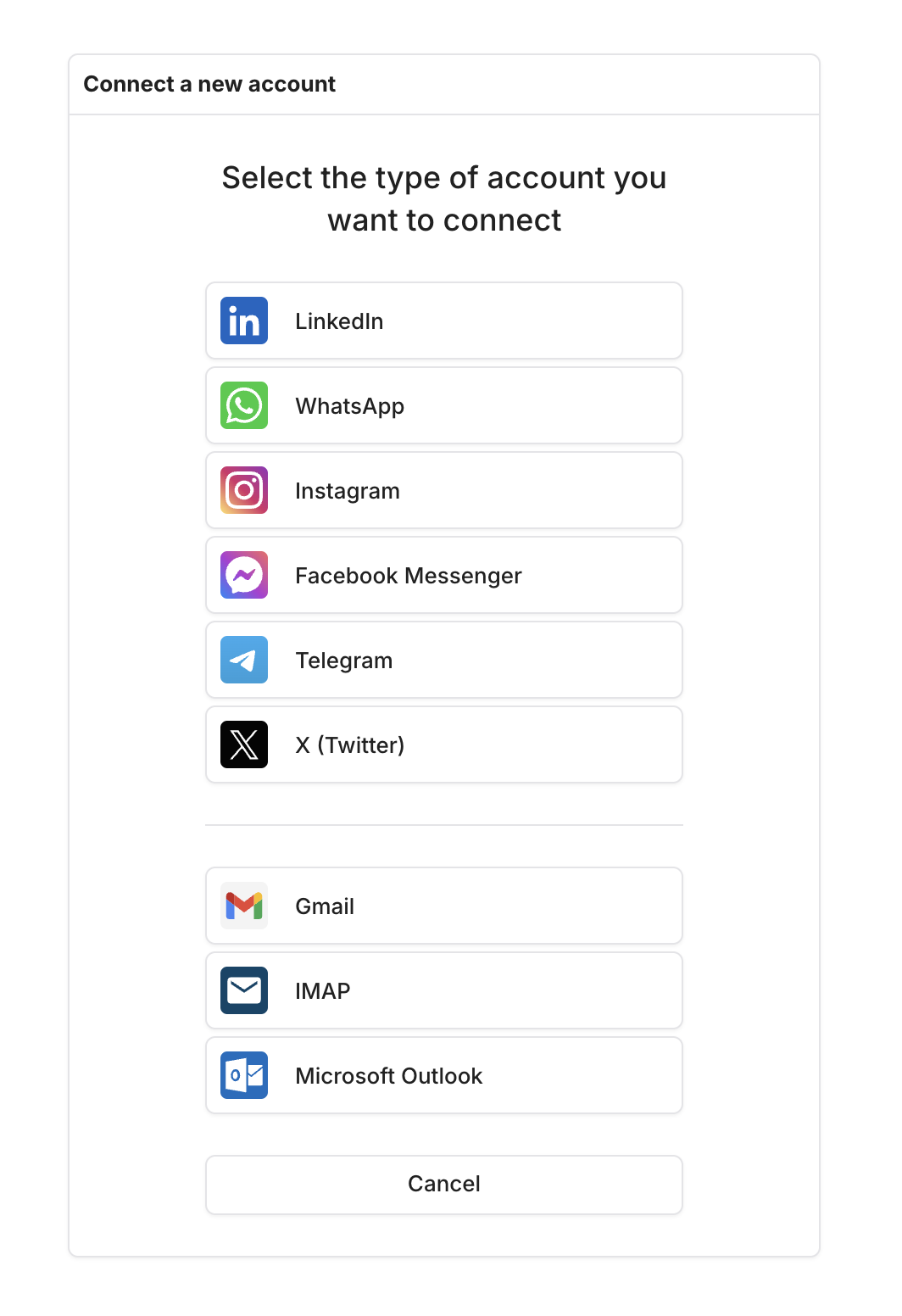 The step to connect a LinkedIn account in Talentalk